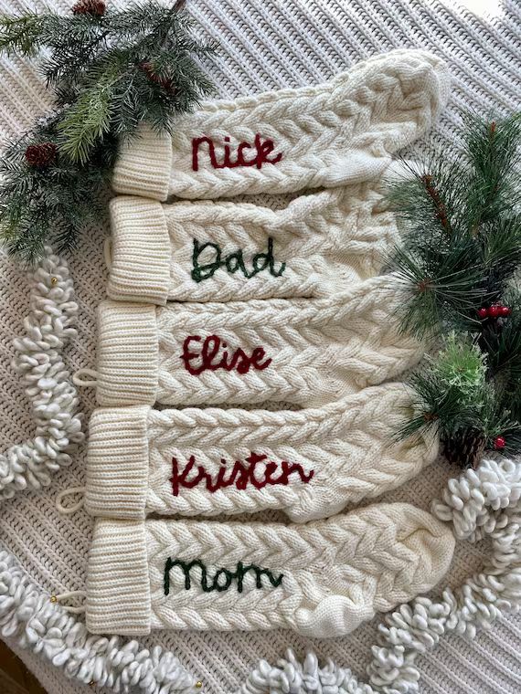 Personalized Christmas Stocking// Hand Embroidered Stocking// Stocking Stuffer// Custom Name Stoc... | Etsy (US)