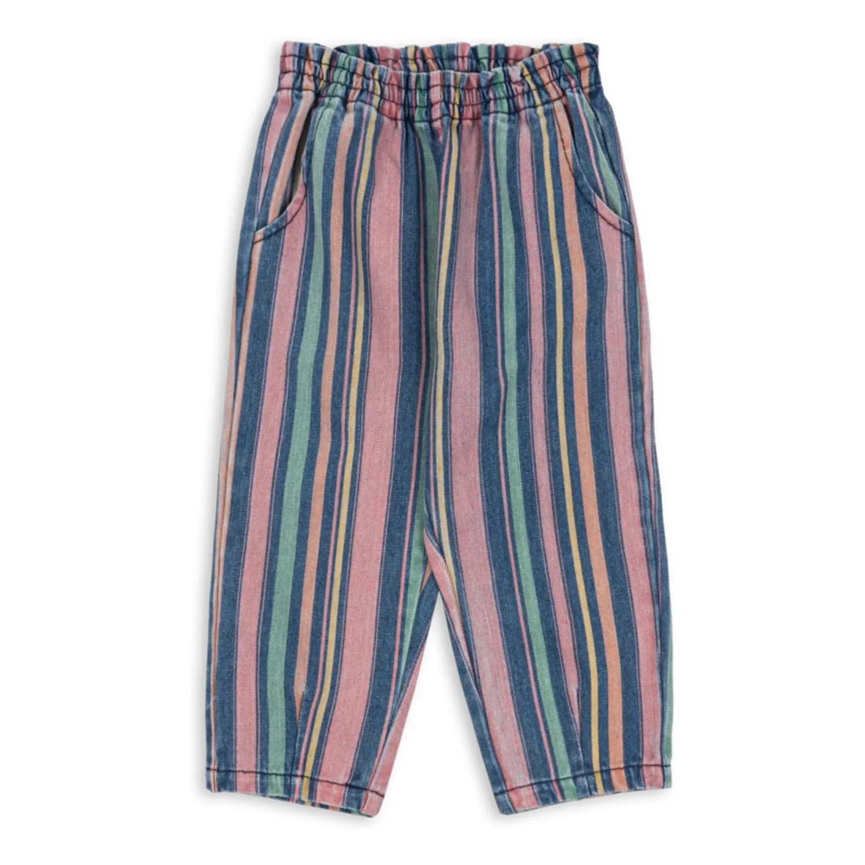 Striped Organic Cotton Magot Trousers | Blue | Smallable