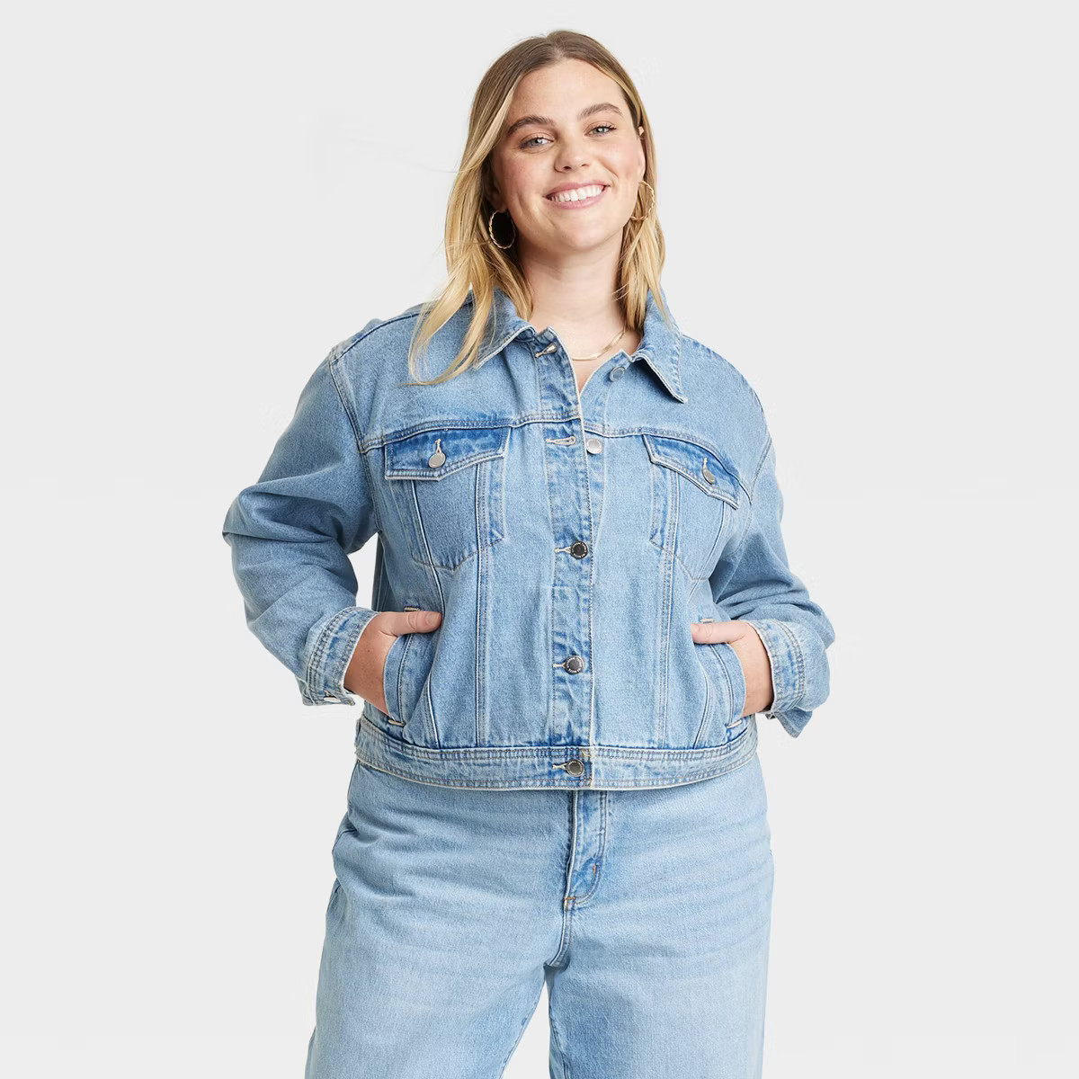Women's Cropped Denim Jacket - Universal Thread™ Medium Wash | Target