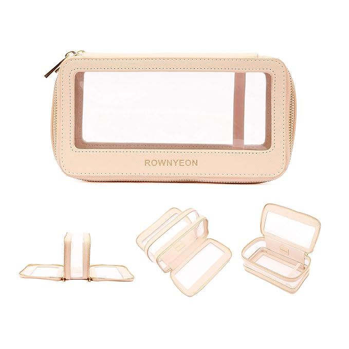 ROWNYEON Travel Makeup Bag Organizer Clear Cosmetic Bag Multipurpose Travel Makeup Train Case Por... | Amazon (US)