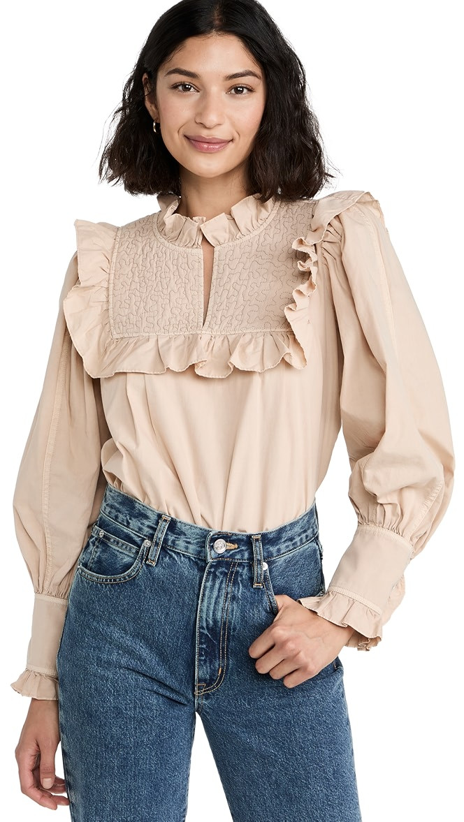 Stan Sandwashed Long Sleeve Quilted Top | Shopbop