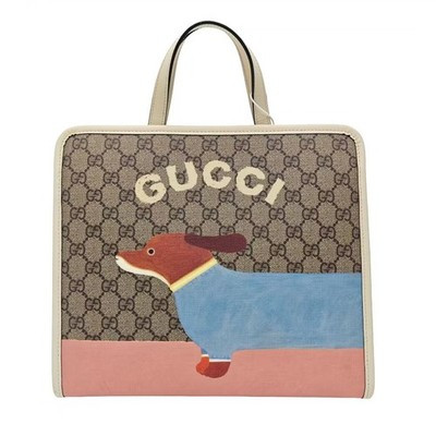 15% OFF Gucci Children Dachshund Dog Print Tote GG Supreme Canvas Leather | eBay US