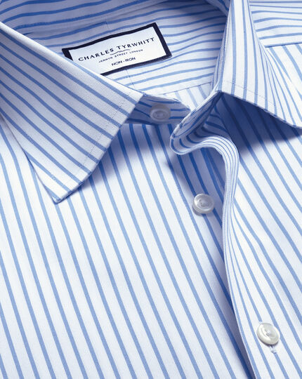Non-Iron Twill Stripe Shirt - Cornflower Blue | Charles Tyrwhitt