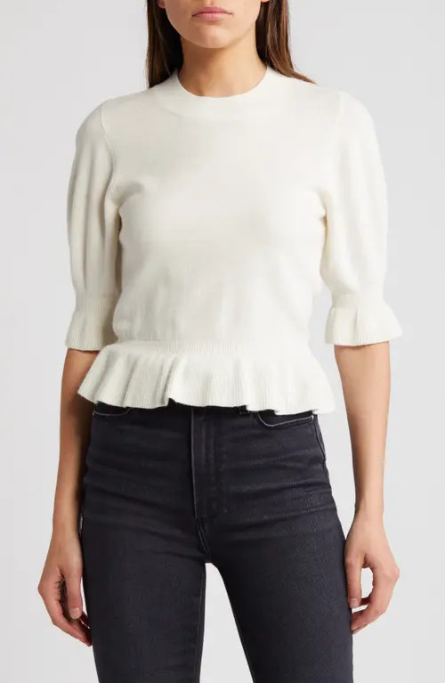 PAIGE Sabelina Merino Wool Blend Sweater in Ivory at Nordstrom, Size Xx-Small | Nordstrom