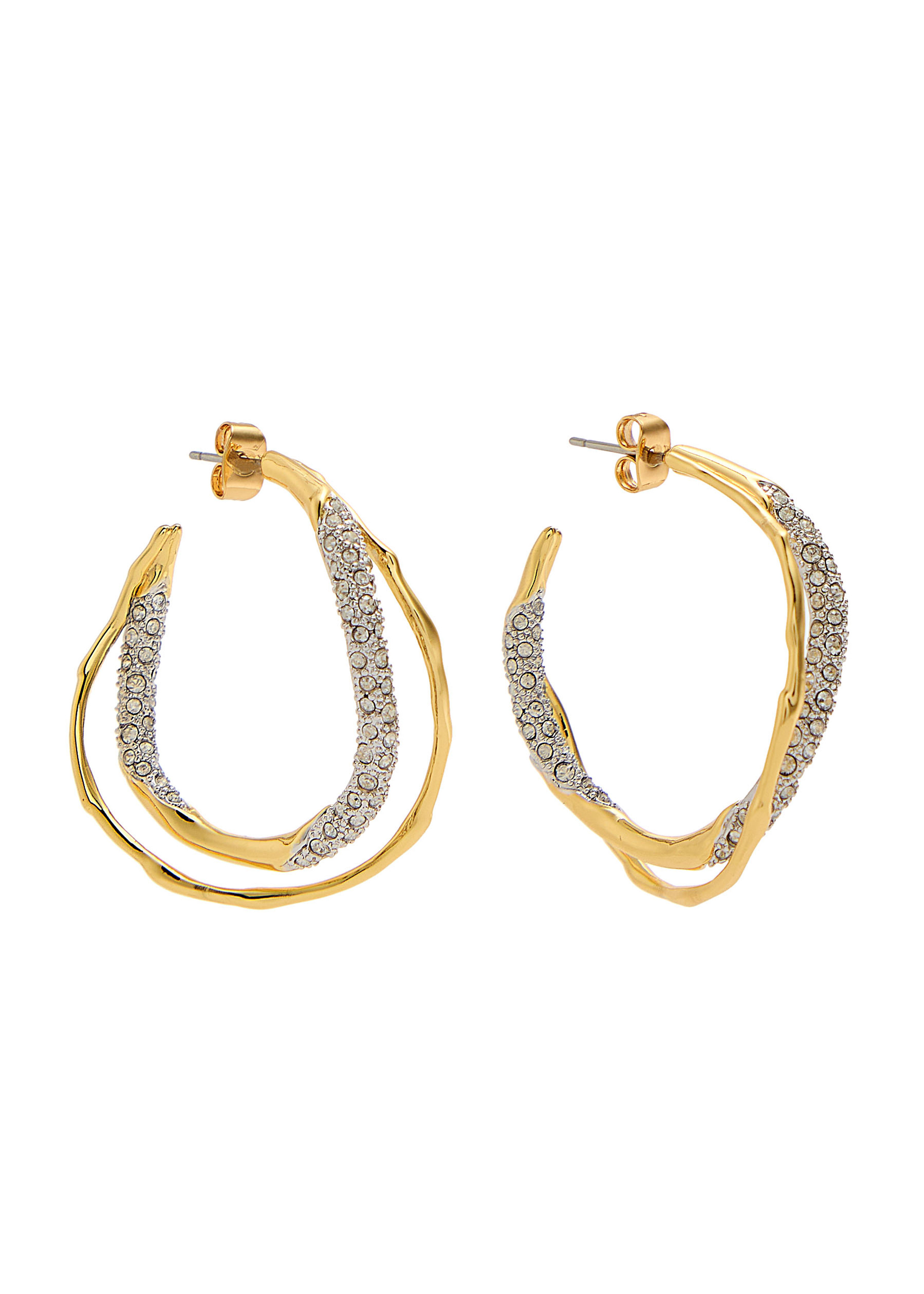 Solanales two-tone 14kt gold-plated hoop earrings | Harvey Nichols