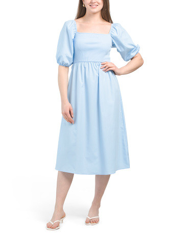 Made In Portugal Short Sleeve Midi Mixed Media Dress | TJ Maxx