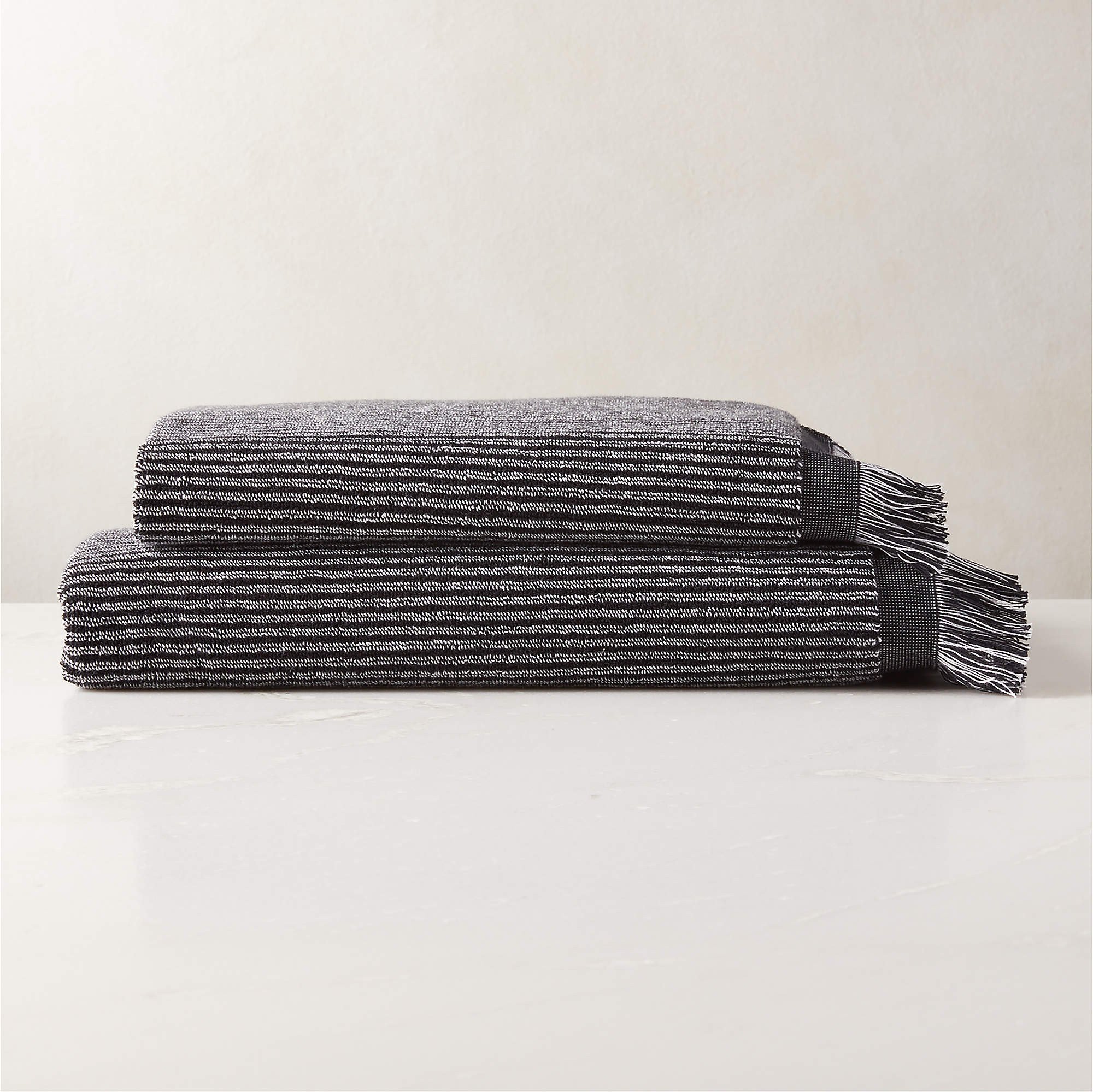 Astrid Organic Cotton Reversible Black and White Hand Towel + Reviews | CB2 | CB2