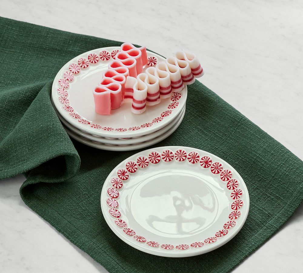 Peppermint Appetizer Plates - Set of 4 | Pottery Barn (US)