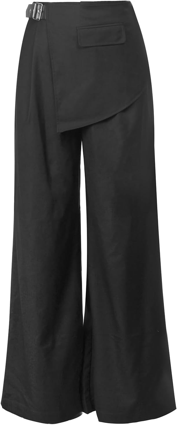 RAMISU Women's Wide Leg Pants Dressy High Waisted Business Casual Work Office Asymmetrical Design... | Amazon (US)