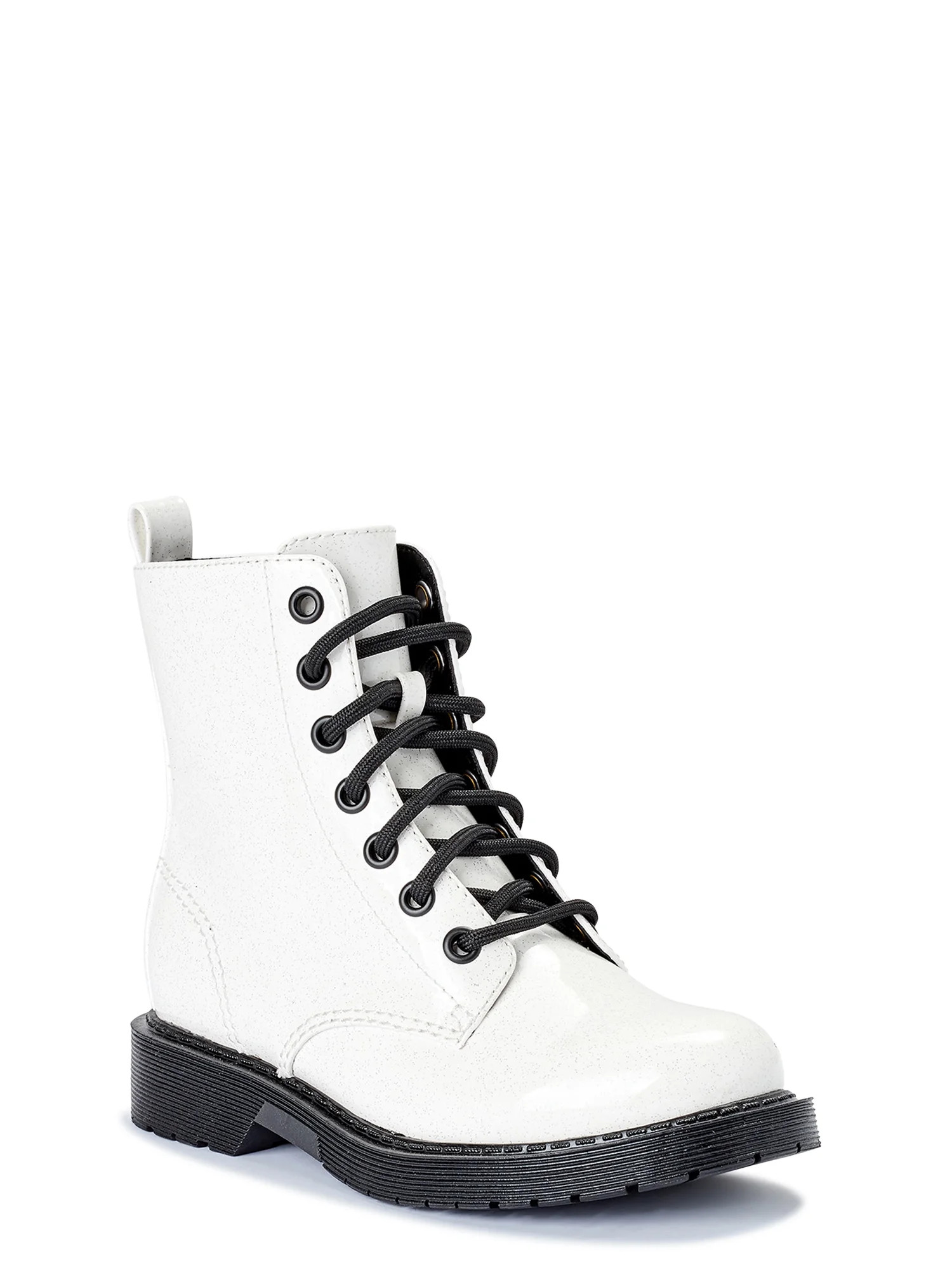 Wonder Nation Little & Big Girl Patent Lace-up Fashion Moto Boot - Walmart.com | Walmart (US)