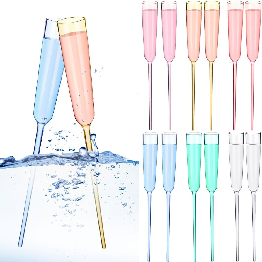 SiliFine 12pcs Floating Wine Glass for Pool 6oz Acrylic Champagne Flutes Unbreakable Stemware Par... | Amazon (US)