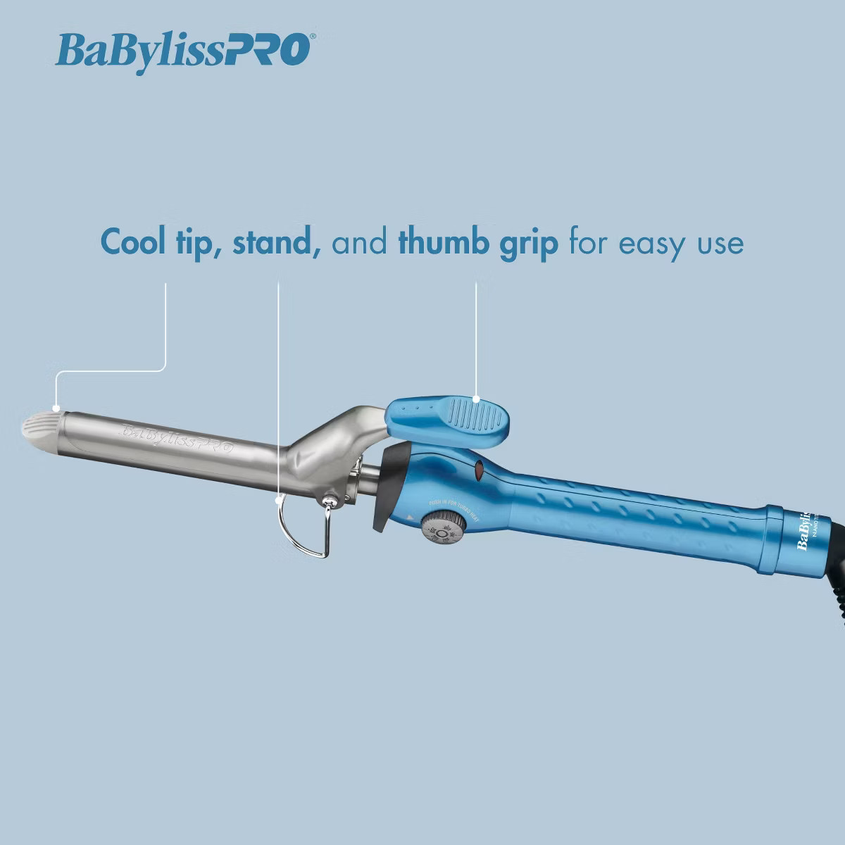 BaBylissPRO Nano Titanium Spring Curling Iron - Blue - 0.75" | Target
