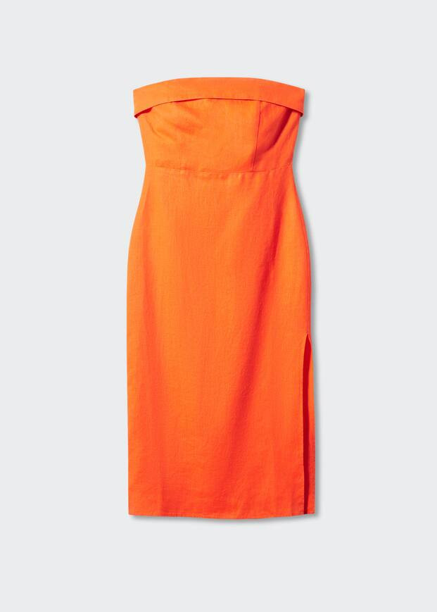 Linen strapless dress | MANGO (US)