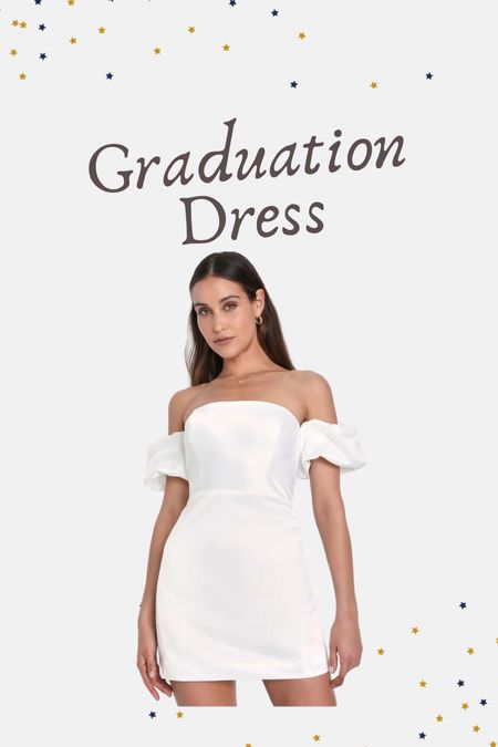 Graduation dress. White dress. Bridal dress. Cocktail dress. Off the shoulder dress. Satin dress. 

#LTKSeasonal #LTKWedding #LTKFindsUnder100