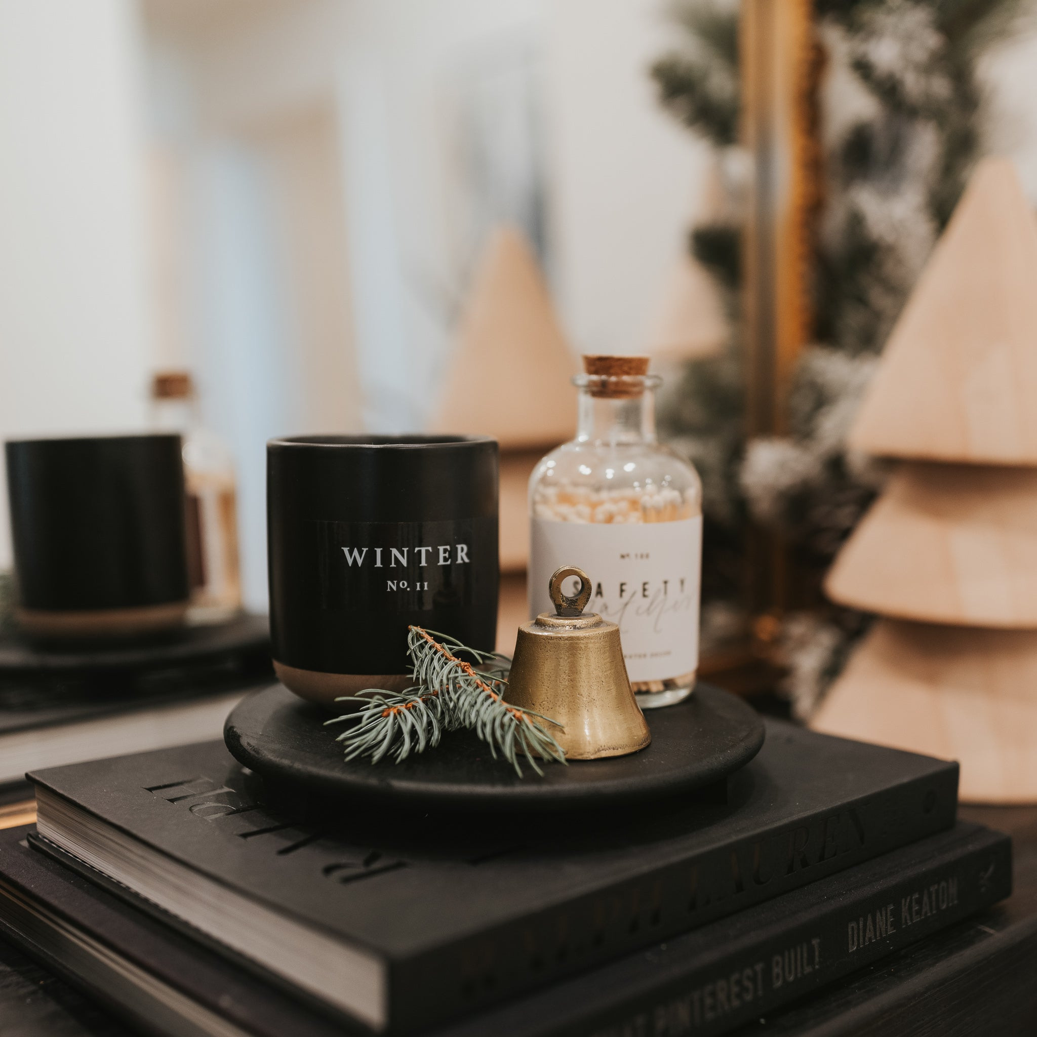 Winter Soy Candle - Black Stoneware Jar - 12 oz | Sweet Water Decor, LLC