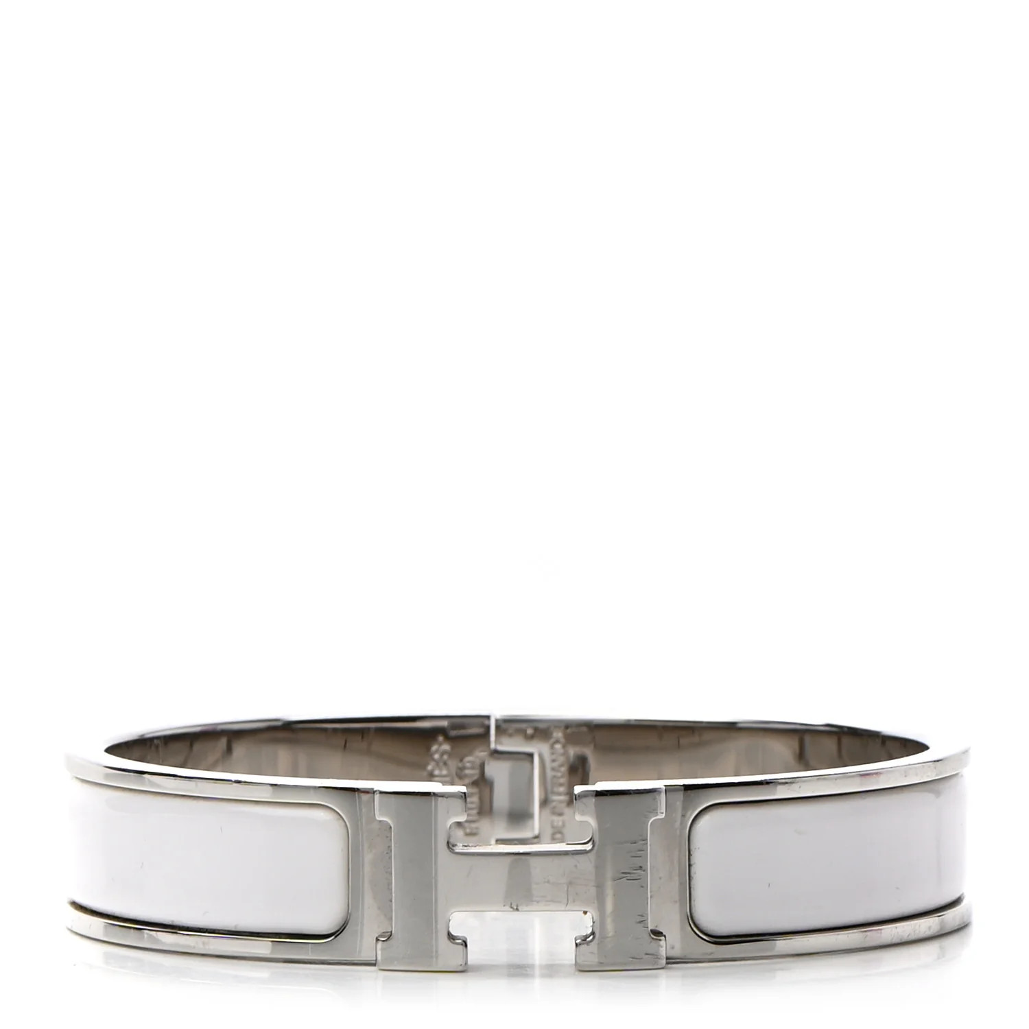 HERMES Enamel Narrow Clic Clac H Bracelet GM White | FASHIONPHILE | Fashionphile