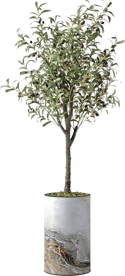 Artificial Tree in Modern Granite Effect Planter, Fake Olive Silk Tree for Indoor and Outdoor Hom... | Amazon (US)