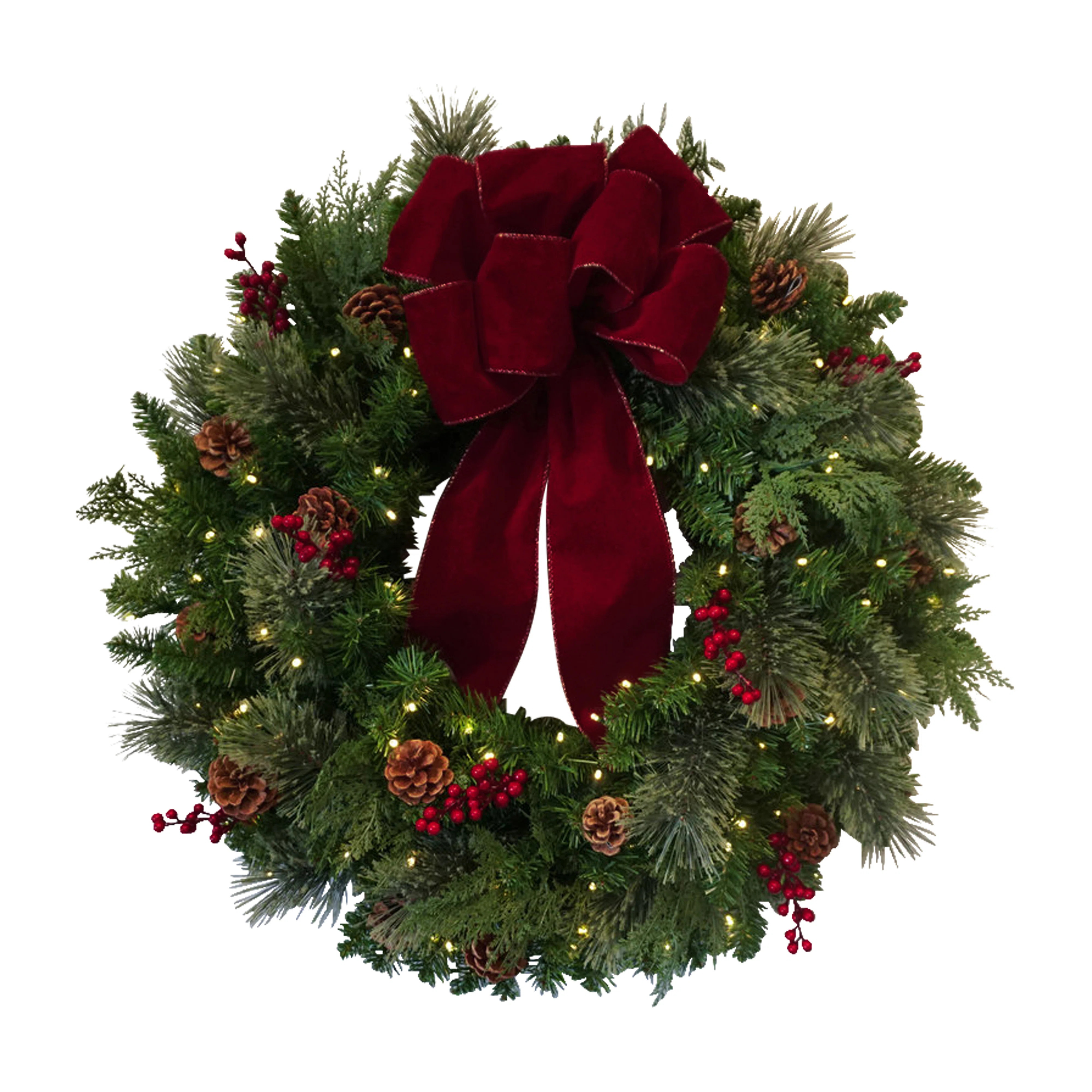 Haute Decor 30" Lighted Classic Christmas Wreath & Reviews | Wayfair | Wayfair North America