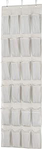 Amazon Basics 24 Medium Pocket Over-the-Door Hanging Shoe Organizer, Light Grey | Amazon (US)