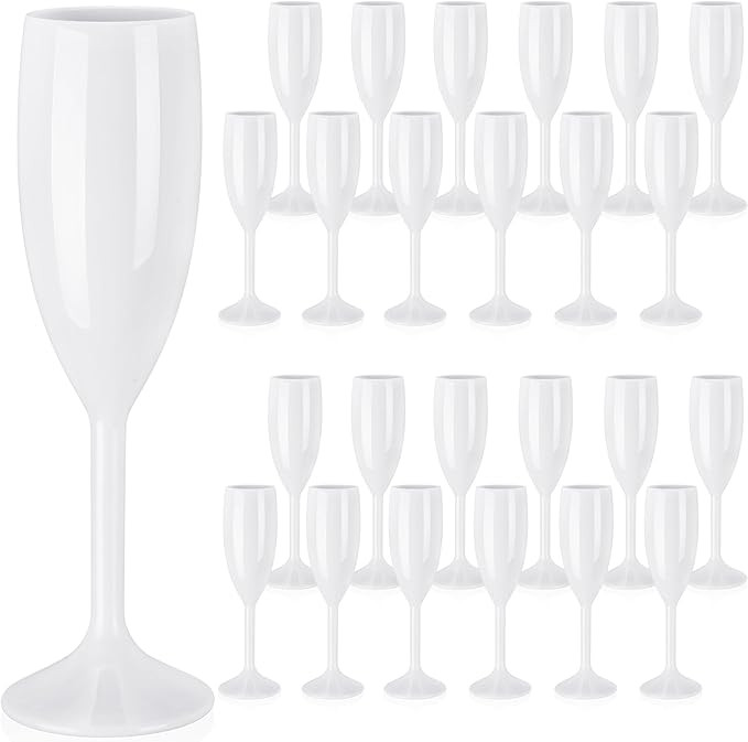 Maxcheck 24 Pcs Champagne Flutes Bulk Acrylic Toasting Drinking Flute Goblet Champagne Cups, 6 oz... | Amazon (US)