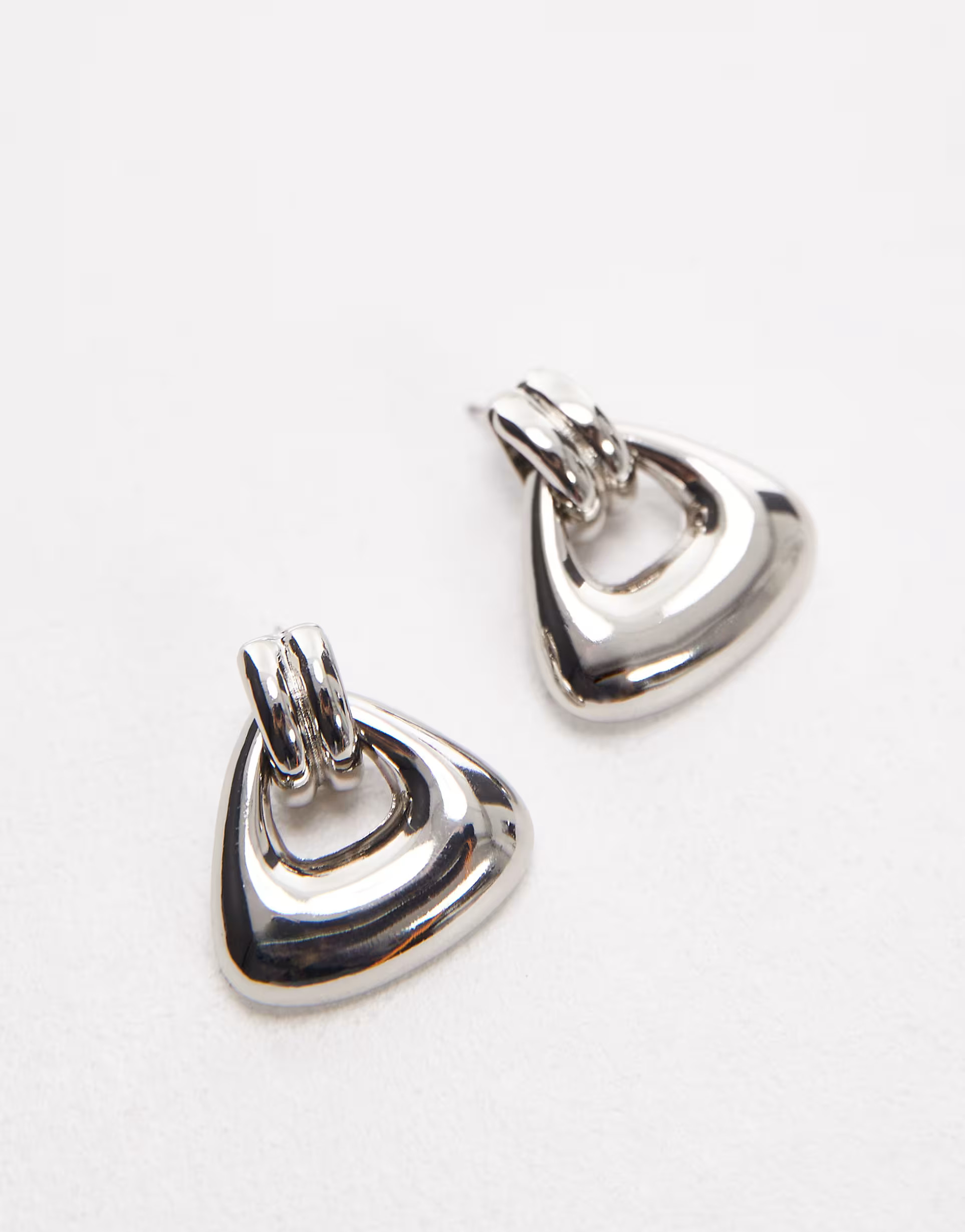 Topshop Ellen triangular knocker earrings in silver tone | ASOS (Global)
