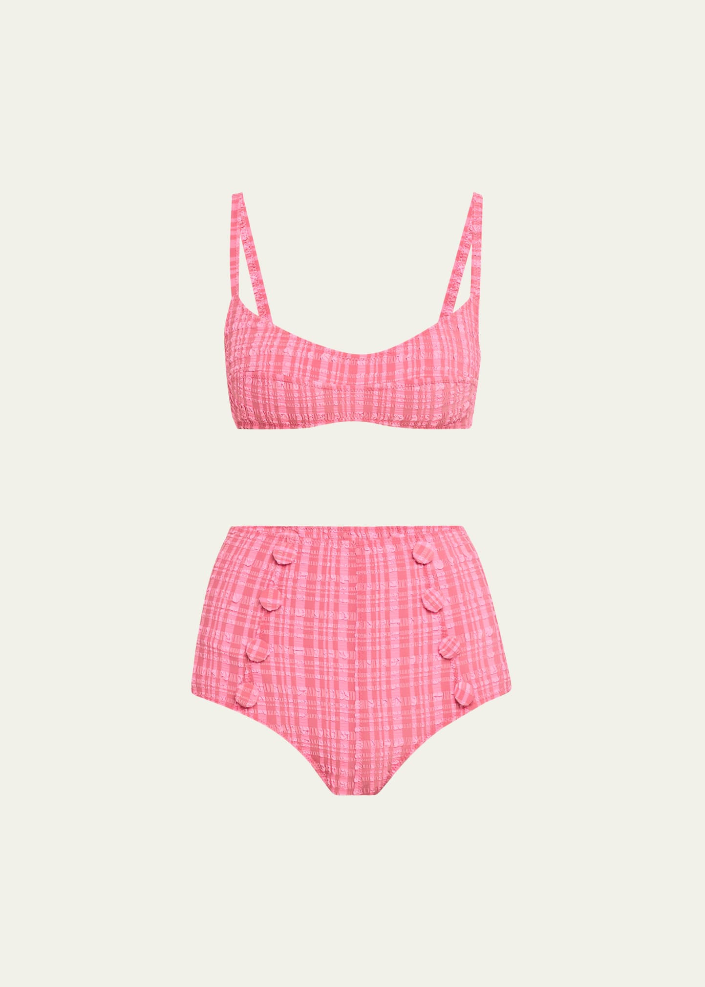 Lisa Marie Fernandez Striped Seersucker Balconette Two-Piece Swimsuit | Bergdorf Goodman