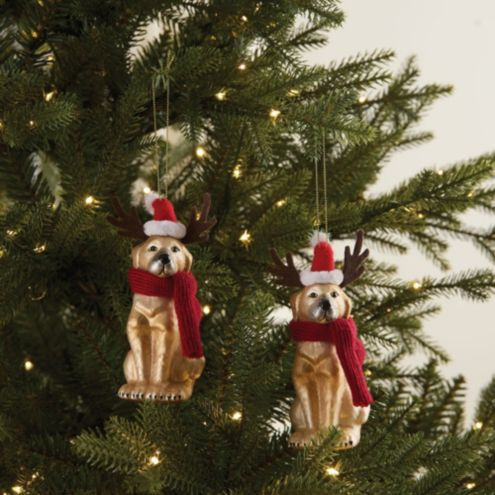 Winter Dog Ornament - Set of 2 | Ballard Designs, Inc.