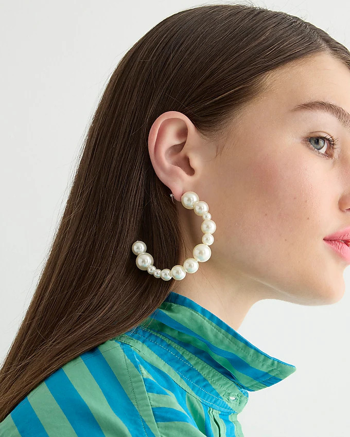 Mixed pearl hoops | J. Crew US