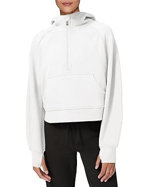 LASLULU Womens Hoodies Fleece Lined Collar Pullover 1/2 Zipper Sweatshirts Long Sleeve Crop Tops ... | Amazon (US)