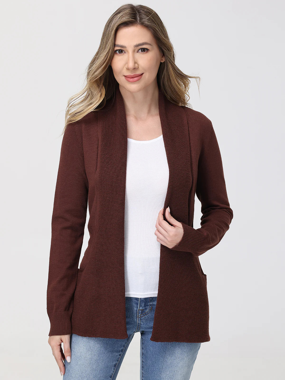 89th & Madison Waffle Stitch J-Pocket Cardigan | 89th + Madison