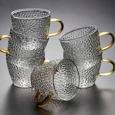 12/6/4pcs Set Textured Glass Cup, Mini Tea Cup, Small Drinking Glass, Glassware, Water Cup, Embossed Pattern, Artistic Small Cup, Essential For Tea, C | SHEIN