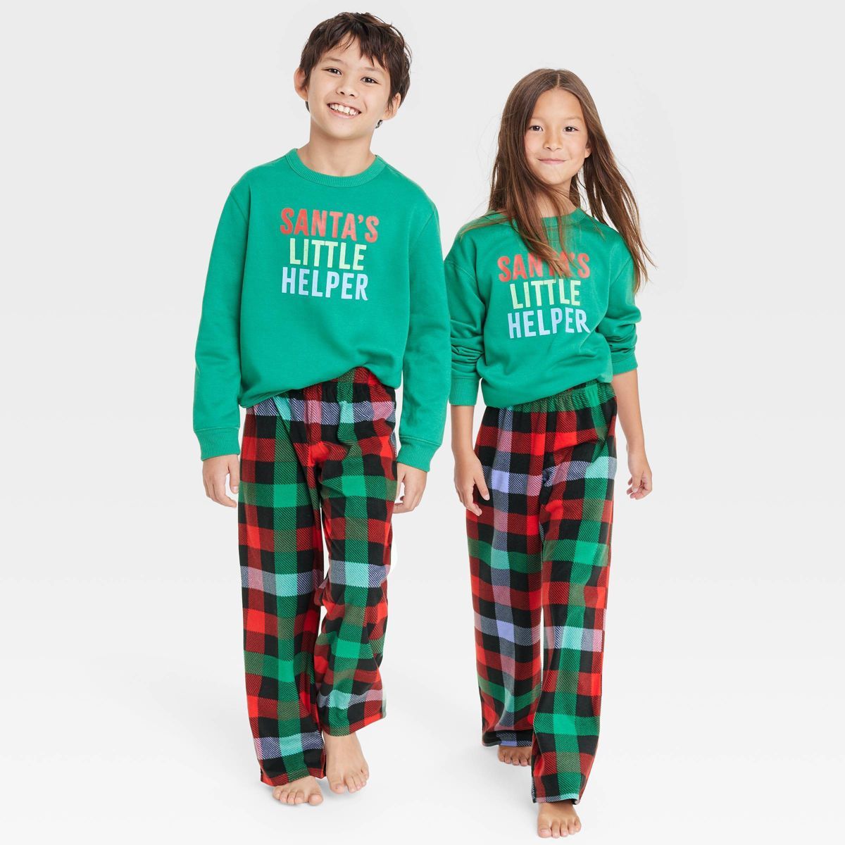 Kids' Buffalo Check Fleece Matching Family Pajama Pants - Wondershop™ Green/Red/Black | Target