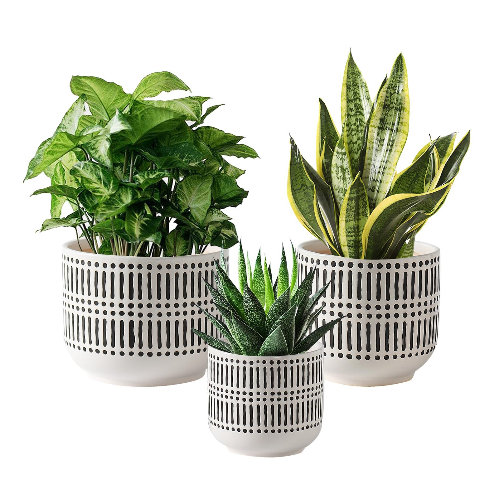 Docrin Ceramic Plant Pots Indoor: 6.5+5.3+4 Inch Planters with Drainage Holes for Home/Office - S... | Amazon (US)