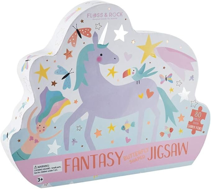 Fantasy Butterfly Shaped Unicorn Pink 20 x 14 Paperboard 80 Piece Jigsaw Puzzle | Amazon (US)