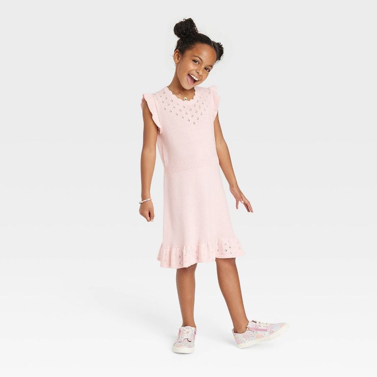 Girls' Pointelle Short Sleeve Sweater Dress - Cat & Jack™ | Target