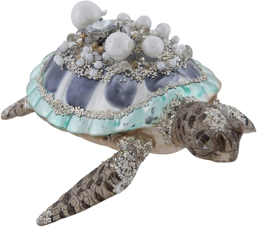 Sea Turtle Rhinestone, Pearl & Glitter Blown Glass Nautical Christmas Tree Ornament (Glitzy Sea T... | Amazon (US)