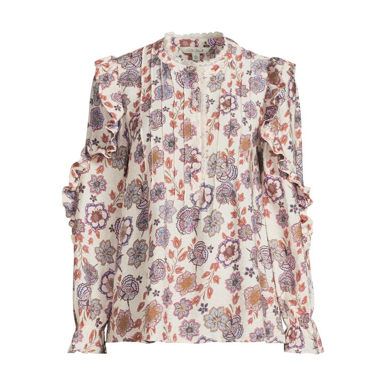 The Pioneer Woman Pleated Ruffle Blouse, Women’s, Sizes S-3X | Walmart (US)