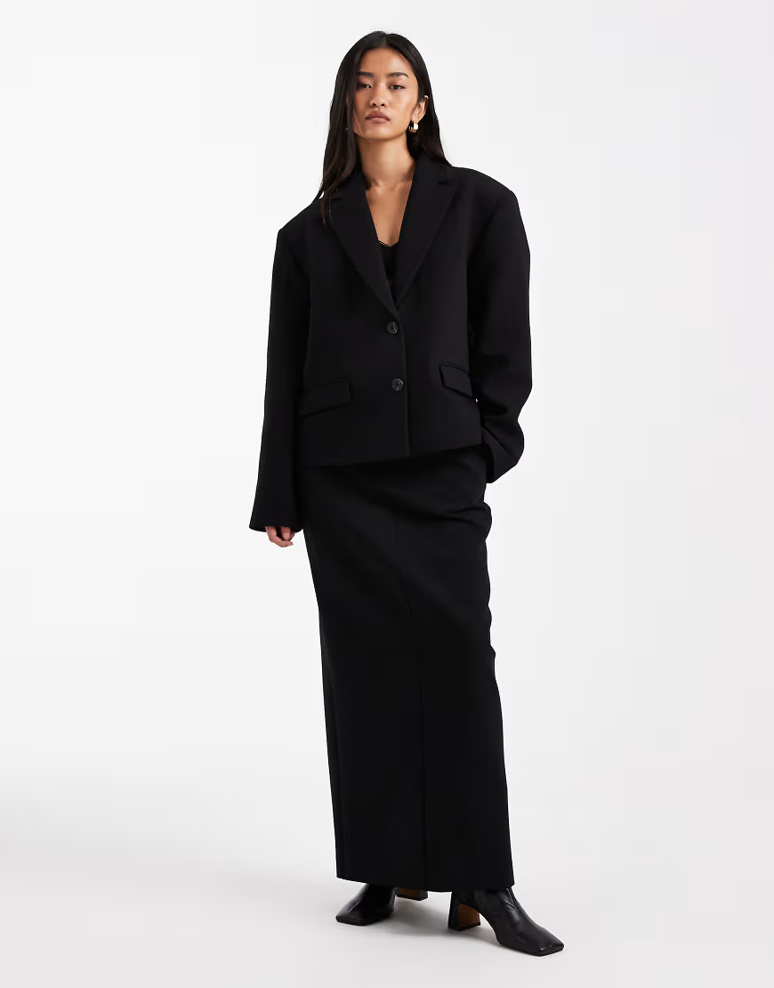 ASOS DESIGN tailored column skirt in black | ASOS (Global)