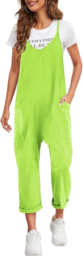 Nirovien Womens Oversized Sleeveless Jumpsuits Loose Spaghetti Strap Baggy Overalls with Pockets ... | Amazon (US)