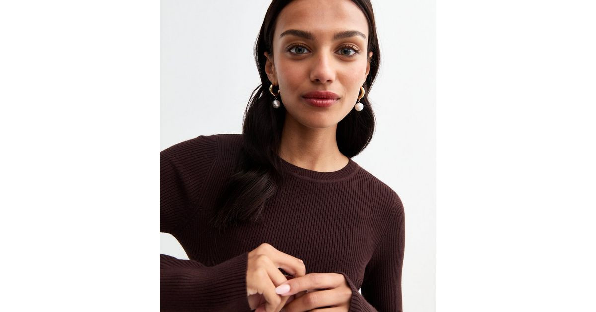 Brown Rib Knit Crew Neck Jumper  | New Look | New Look (UK)
