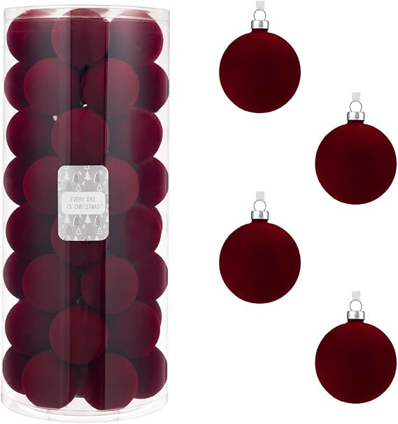 Every Day is Christmas Velvet 50ct 57cm/2.24" Christmas Ornaments, Shatterproof Christmas Tree Or... | Amazon (US)