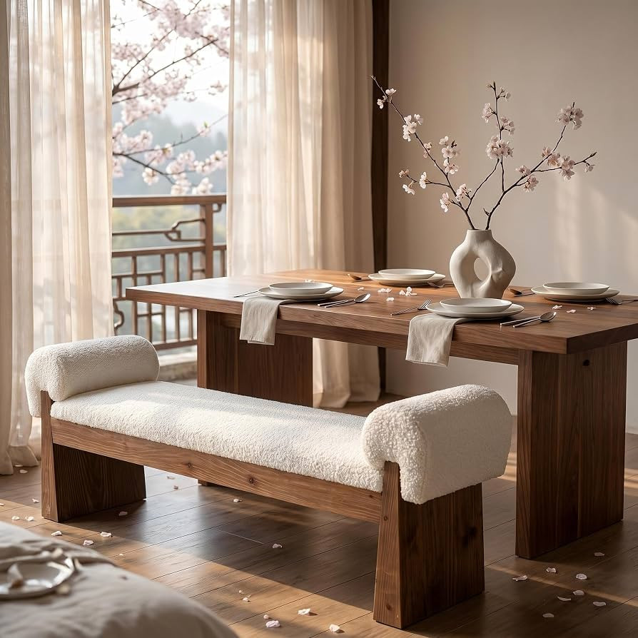 Solid Wood Upholstered Dining Bench | Amazon (US)