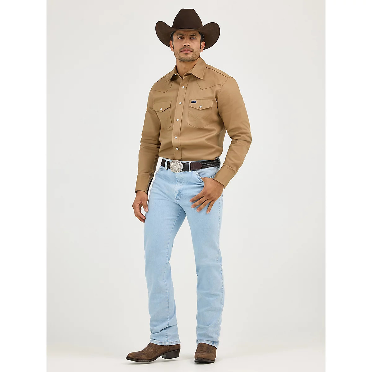 Wrangler® Cowboy Cut® Slim Fit Active Flex Jeans in Bleach | Wrangler