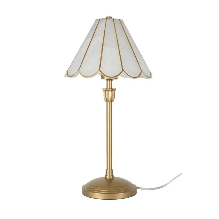 Home Decor Collection Capiz Scalloped Glass Table Lamp, Gold Finish, 19"H | Walmart (US)