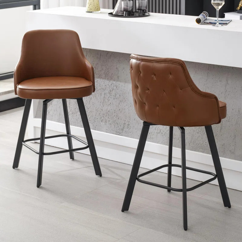Bar Stools Set of 2/3/4, 26/30" Swivel High Back Bar Height Bar Stools | Wayfair North America