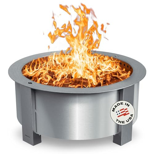 Breeo Smokeless FIrePit (X Series 30, Stainless Steel) - 34.5" Smokeless Fire Pit for Outside - 94 lbs | Ideal for Families - Compatible with Wide Range of Breeo Accessories - Gifts for Dad | Amazon (US)