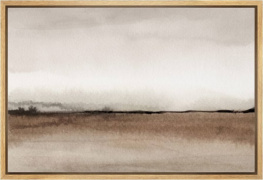 wall26 Framed Canvas Print Wall Art Minimal Brown Pastel Valley Landscape Nature Wilderness Illus... | Amazon (US)