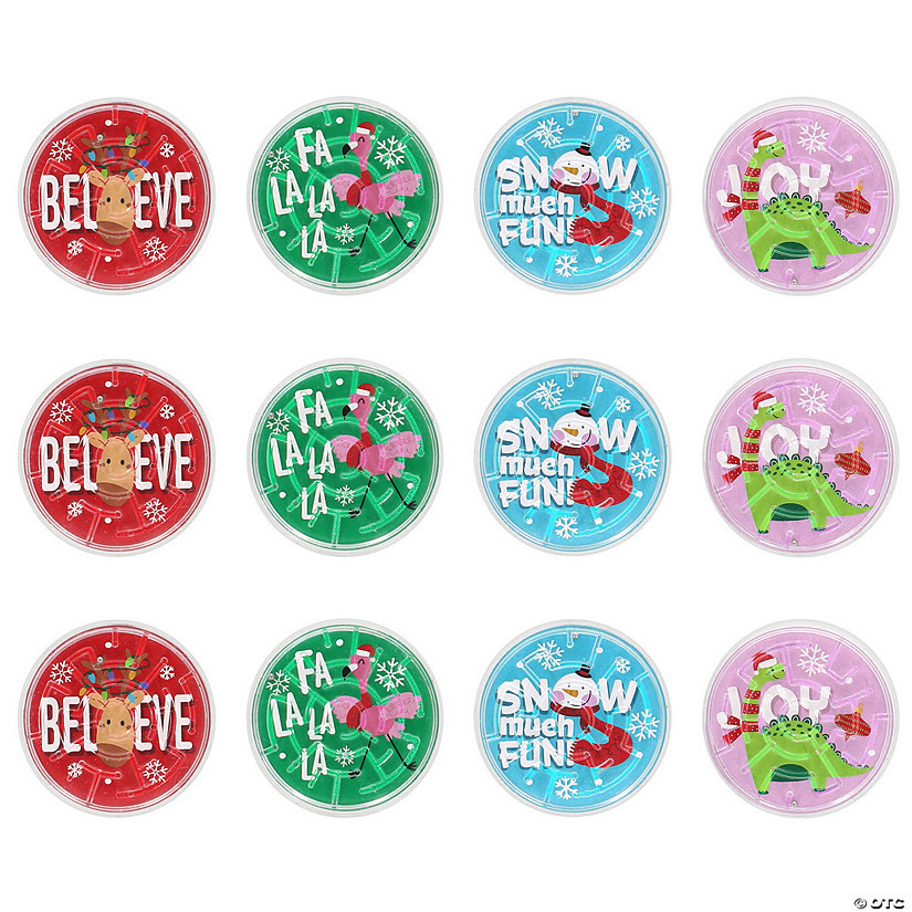 2" Mini Cozy, Merry & Bright Holiday Plastic Maze Puzzles – 12 Pc. | Oriental Trading Company