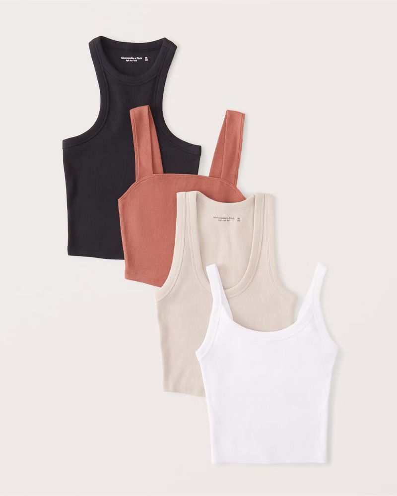 Women's 4-Pack 90s Essential Tanks | Women's Tops | Abercrombie.com | Abercrombie & Fitch (US)