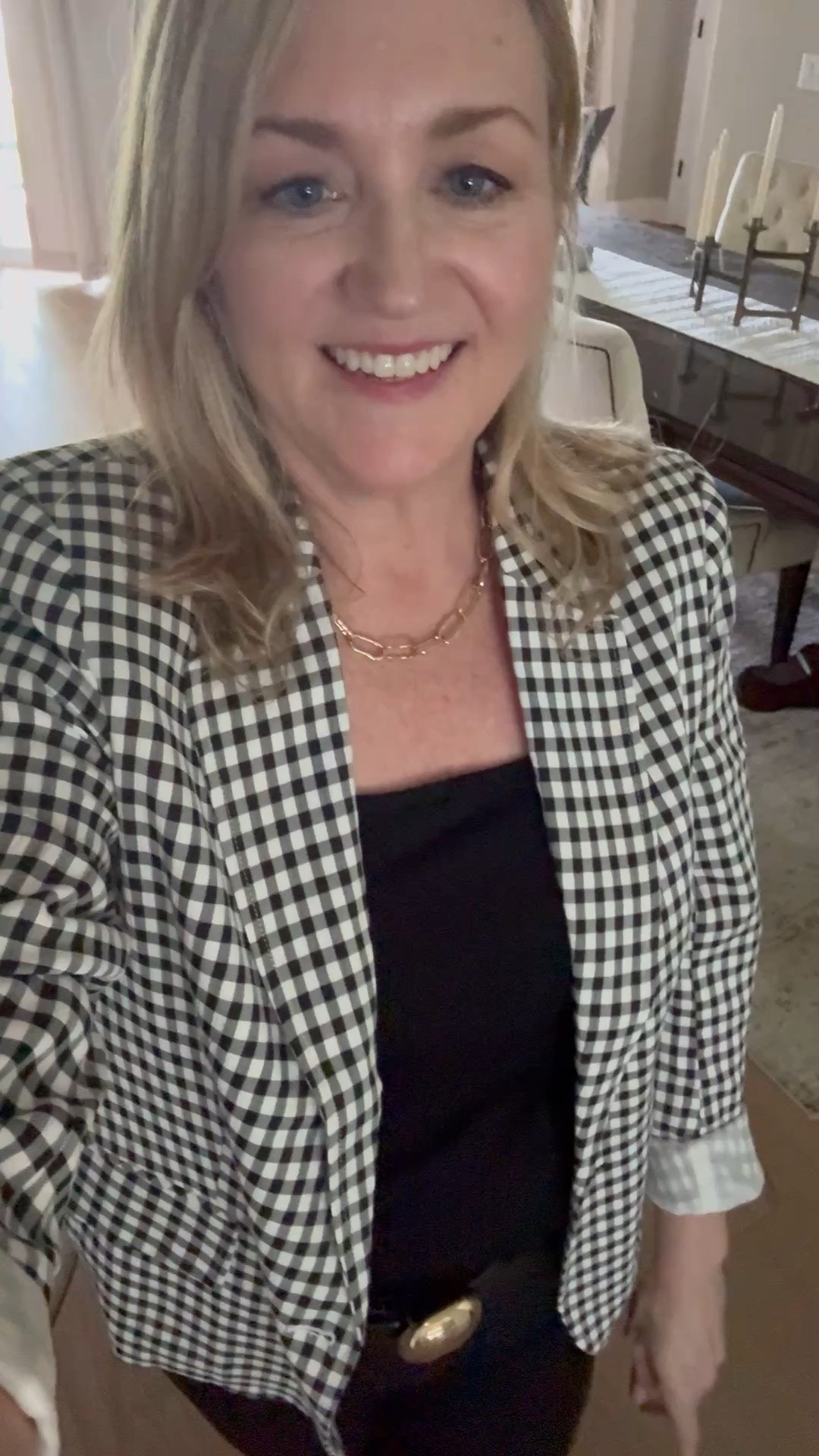This gingham blazer is a great TJMaxx find 
Work outfit, workwear

#LTKWorkwear #LTKMidsize #LTKootd
